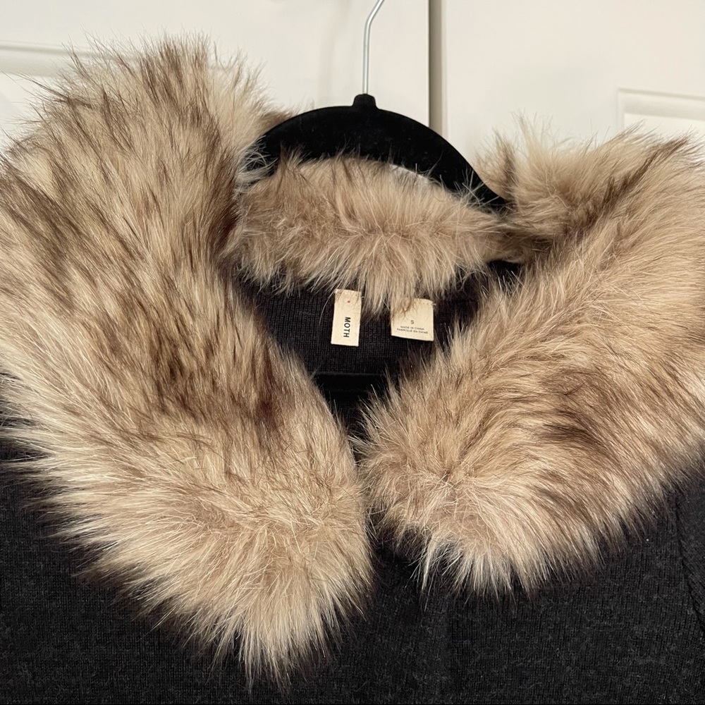 🎉HOST PICK🎉 Anthropologie Moth faux fur gray sweater - Picture 4 of 15